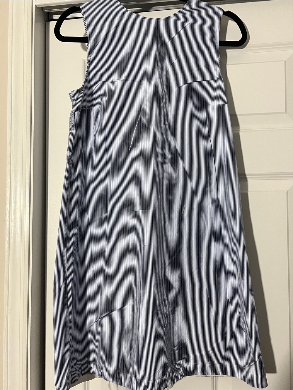 Theory Blue and White Pinstripe Sleeveless A-Line Dress